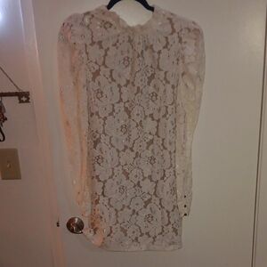 Wayf Floral Lace Cream Dress